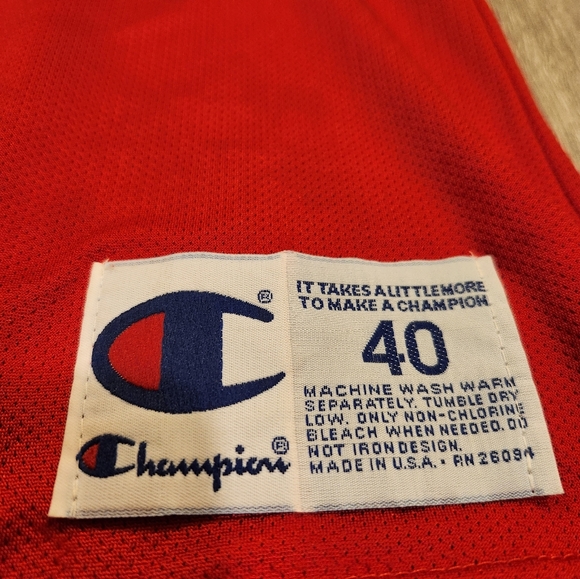 Vintage 90s Champion Michael Jordan Chicago Bulls Jersey Red 45 Size 40 Medium - Picture 6 of 8